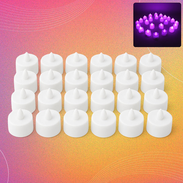 Flameless LED Tealights, Smokeless Plastic Decorative Candles - Led Tea Light Candle For Home Decoration, Diwali (Pack Of 24)